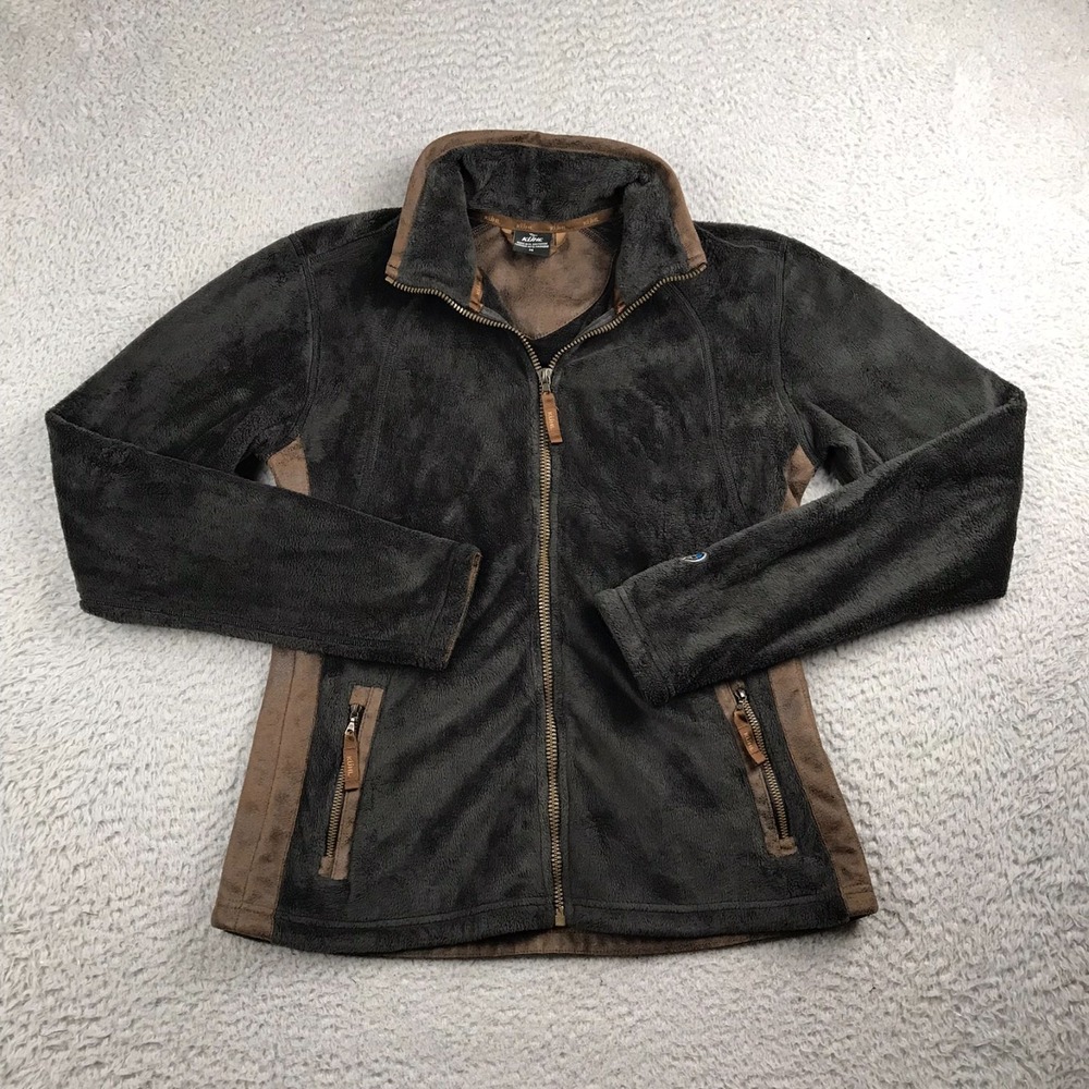 Kuhl Flight Jacket Womens M Dark Brown Deep Pile High Loft Fleece Zip Up Sweater